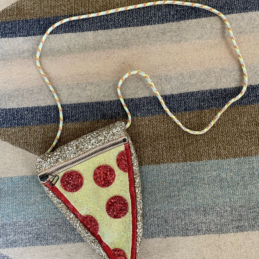 J. Crew glitter Pizza Slice Crossbody Bag